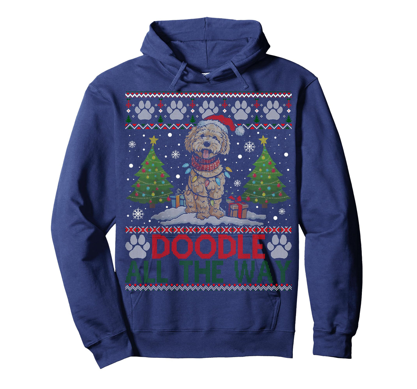Doodle All The Way Labradoodle Santa Hat Christmas Ugly T-Shirt