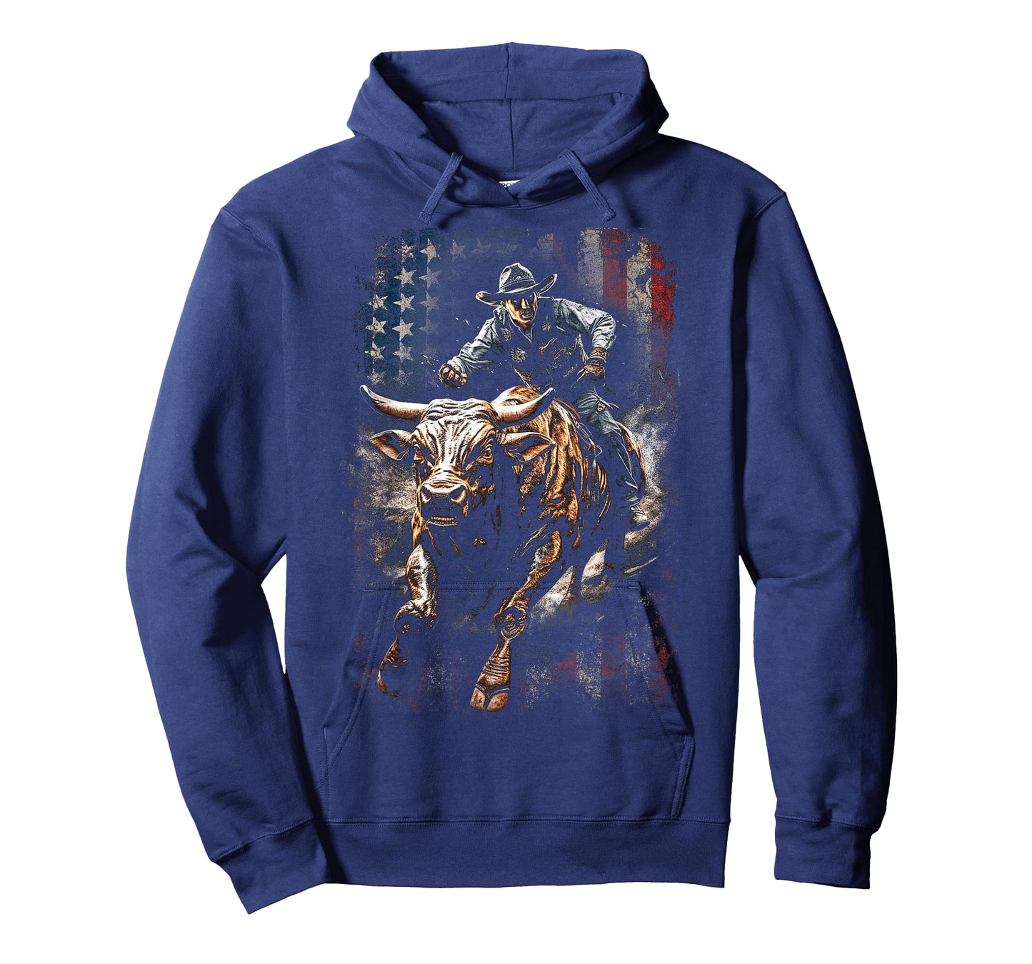 Vintage American Flag Bucking Bull Riding Patriotism Rodeo T-Shirt for Women Kids Men