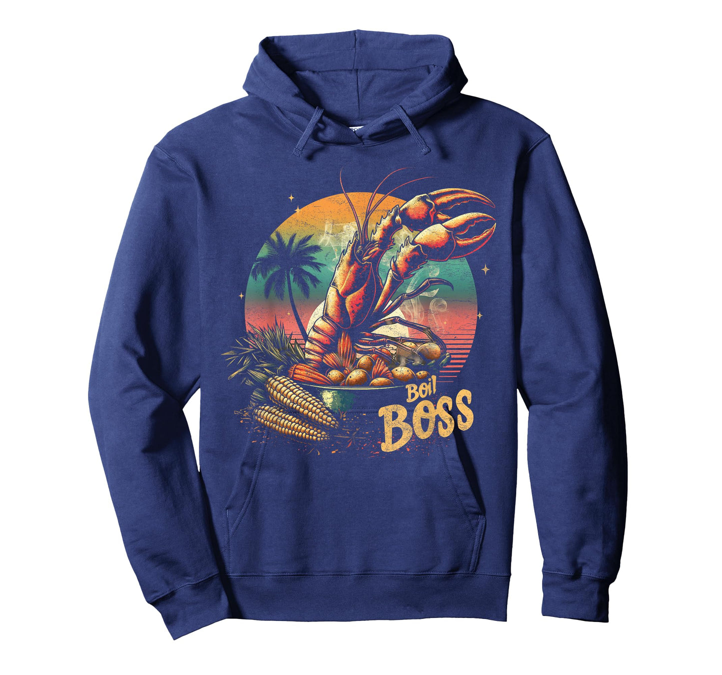 Crawfish Boil Boss Retro Sunset Lobster Cajun Food Festival T-Shirt