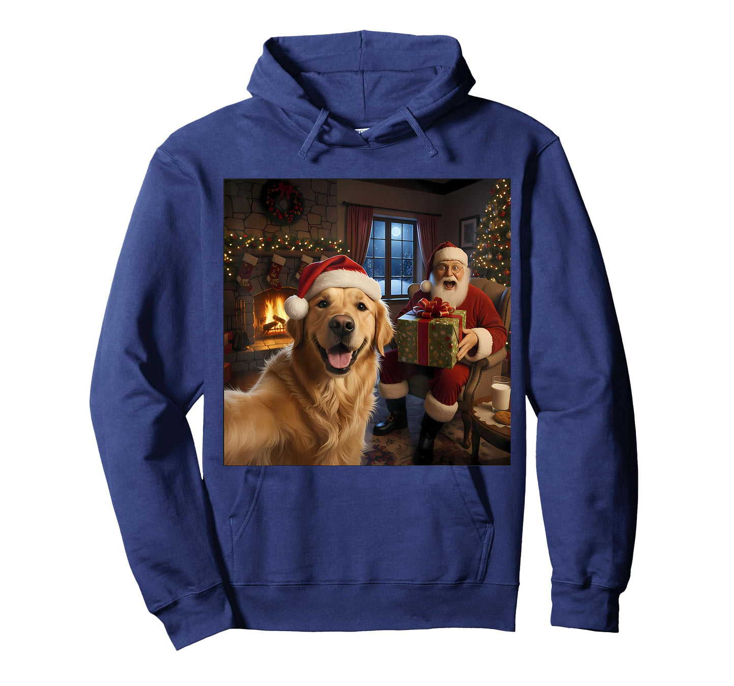 Golden Retriever Selfie with Santa Claus Funny Christmas T-Shirt