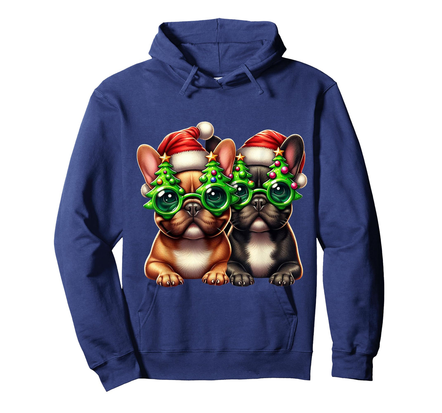French Bulldog Wearing Christmas Tree Glasses Men Women Kids T-Shirt