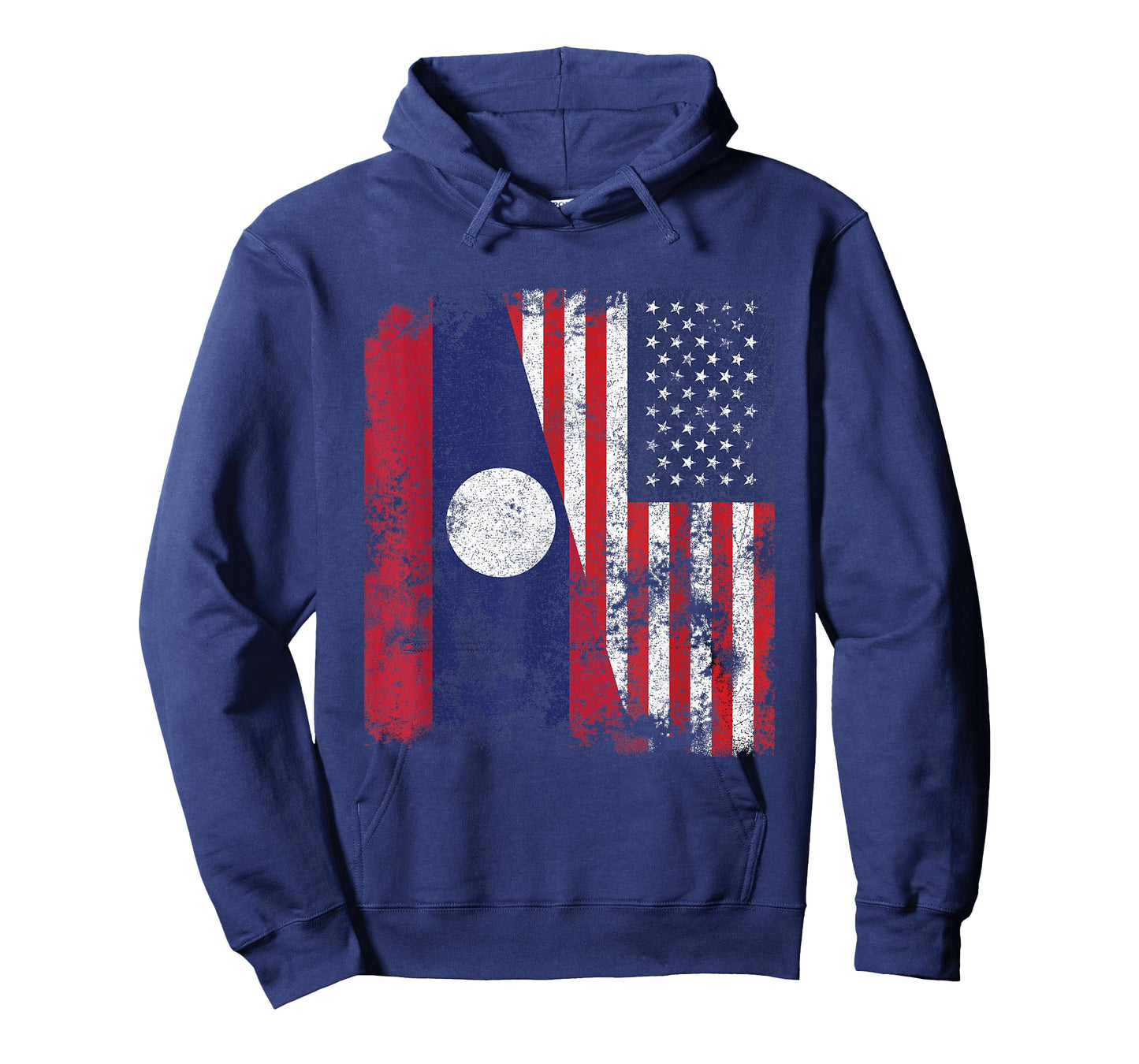 Laos USA Flag Distressed - Half American Women Kids Men T-Shirt