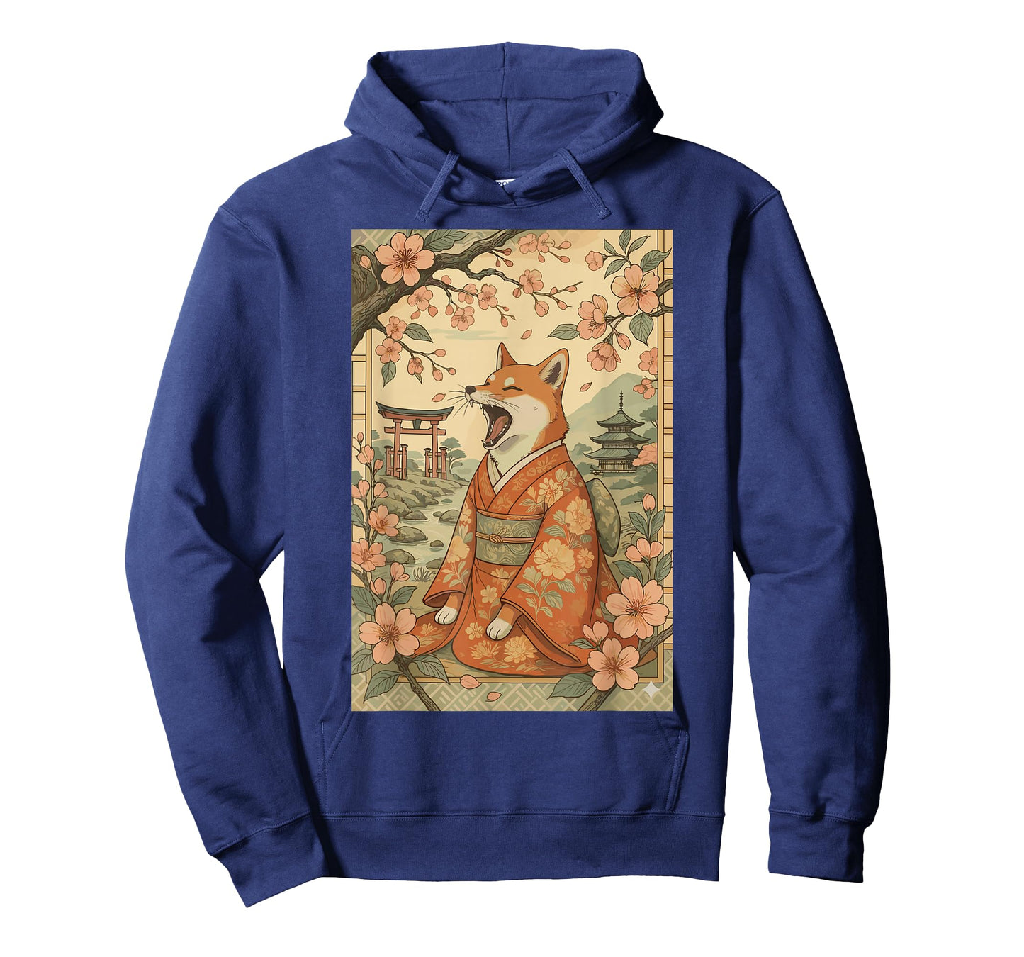 Funny Dog Shirt in Kimono Cherry Blossom Japanese Art T-Shirt