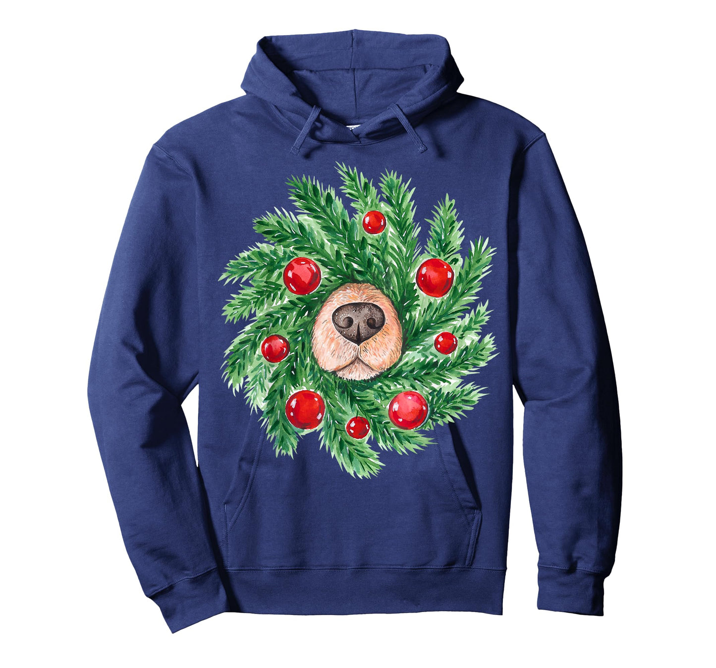 Cute Christmas men women dog nose wreath funny dogs Xmas dog T-Shirt