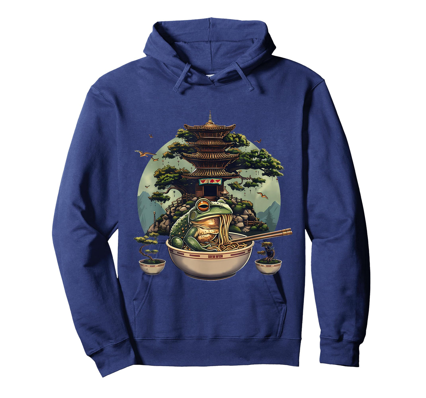 Frog Eating Ramen Noodles Pagoda Bonsai Tree Ramen Noodles T-Shirt