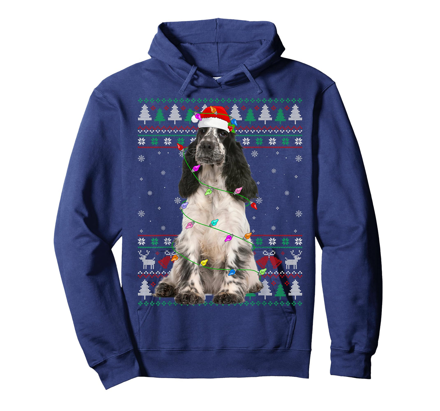 English Springer Spaniel Dog Christmas Ugly Sweater Dog Xmas T-Shirt