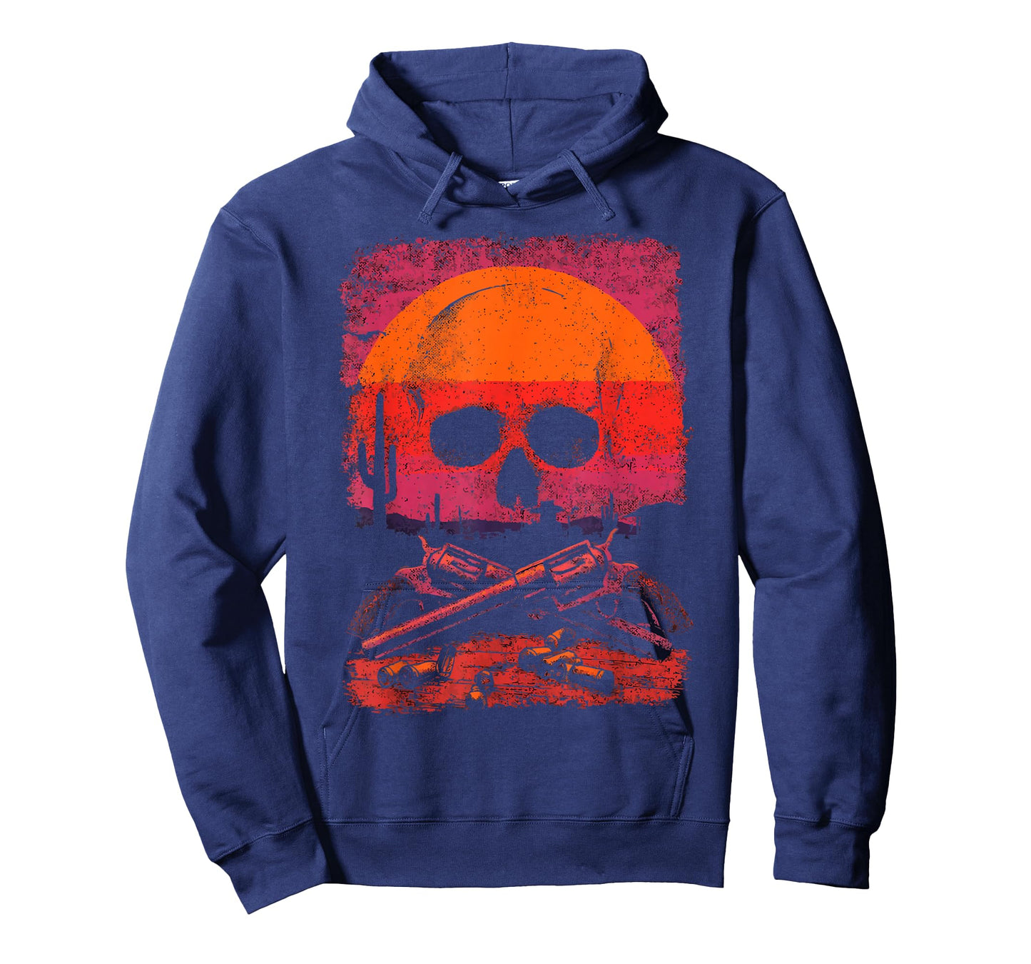 Creepy Skull with Desert Sunset Dark Western Skeleton Gothic T-Shirt