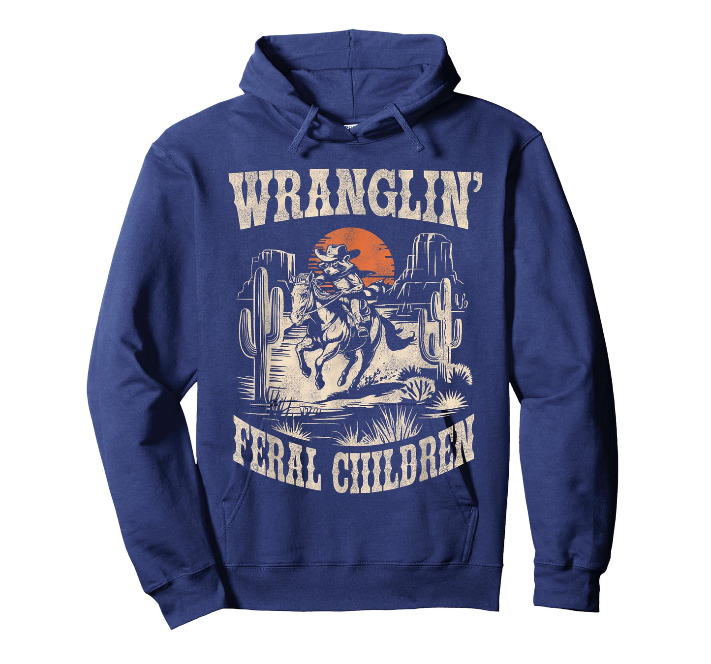 Wranglin Feral Children Retro Cowboy Raccoon 90s Western Mom T-Shirt
