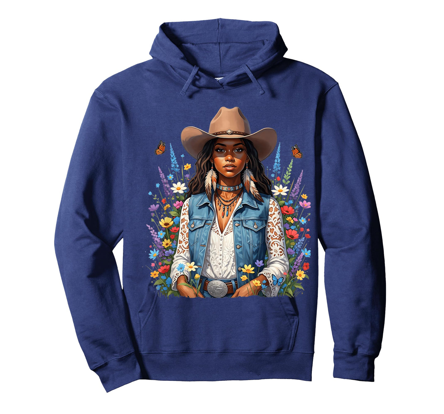 Beautiful Black Cowgirl with Wildflower Western Vibes Flower T-Shirt