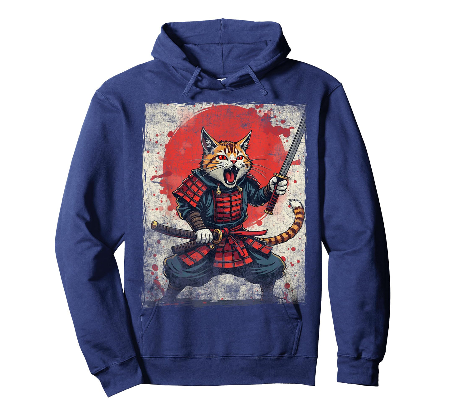 Samurai Cat Ukiyo-e Warrior Art Vintage Ninja Cat Graphic T-Shirt
