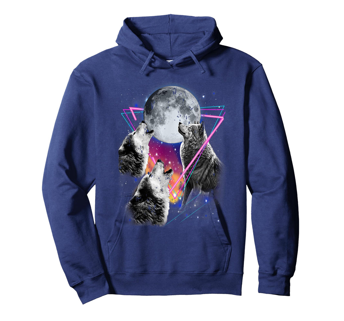 Epic 3 Wolves Howling At Moon 80s Style Wolf T-Shirt