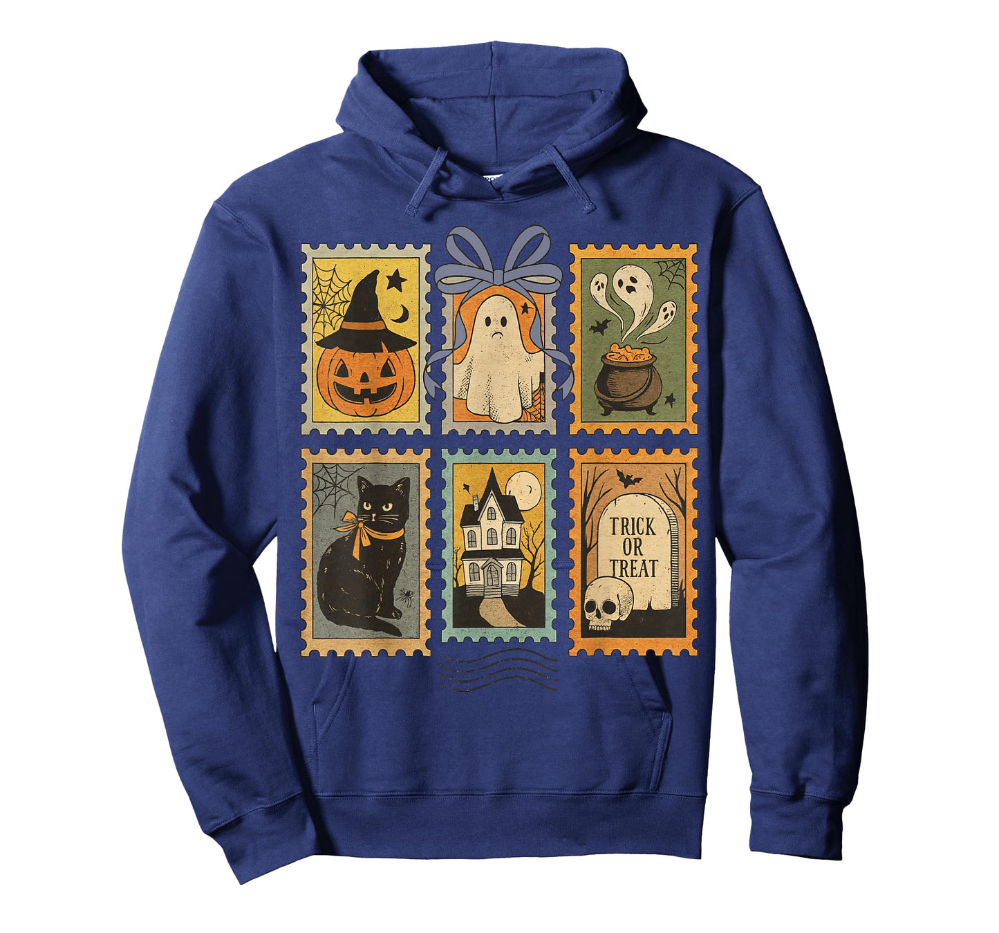 Vintage Halloween Postage Stamps Pumpkin Ghost Cat T-Shirt