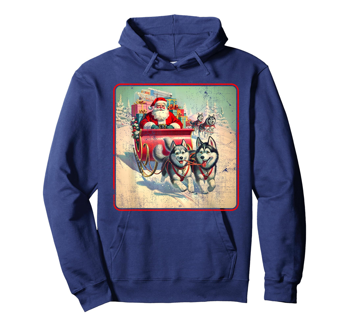 Siberian Husky Family Christmas Huskies Pulling Santa Sleigh T-Shirt