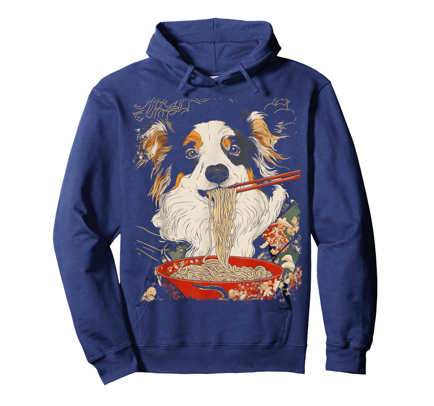 Japanese Art Australian Shepherd Dog Eating Ramen T-Shirt