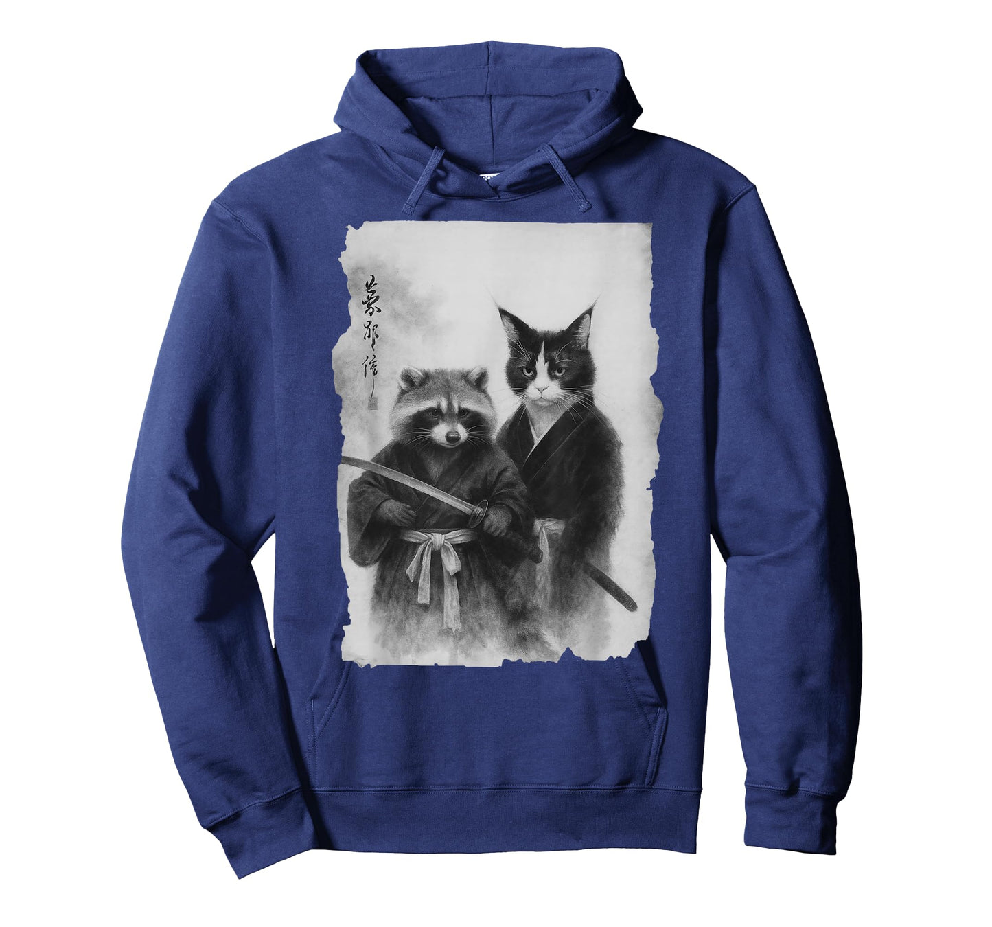 Samurai Cat and Raccoon Vintage Ukiyo-e Warrior Art Graphic T-Shirt