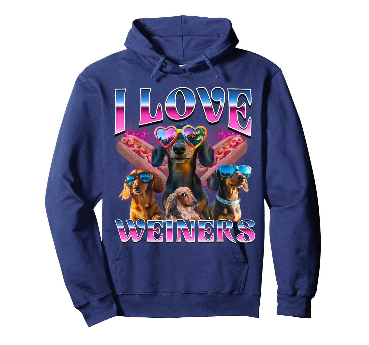I Love Wieners Funny Dachshund Offensive Bootleg Graphic T-Shirt