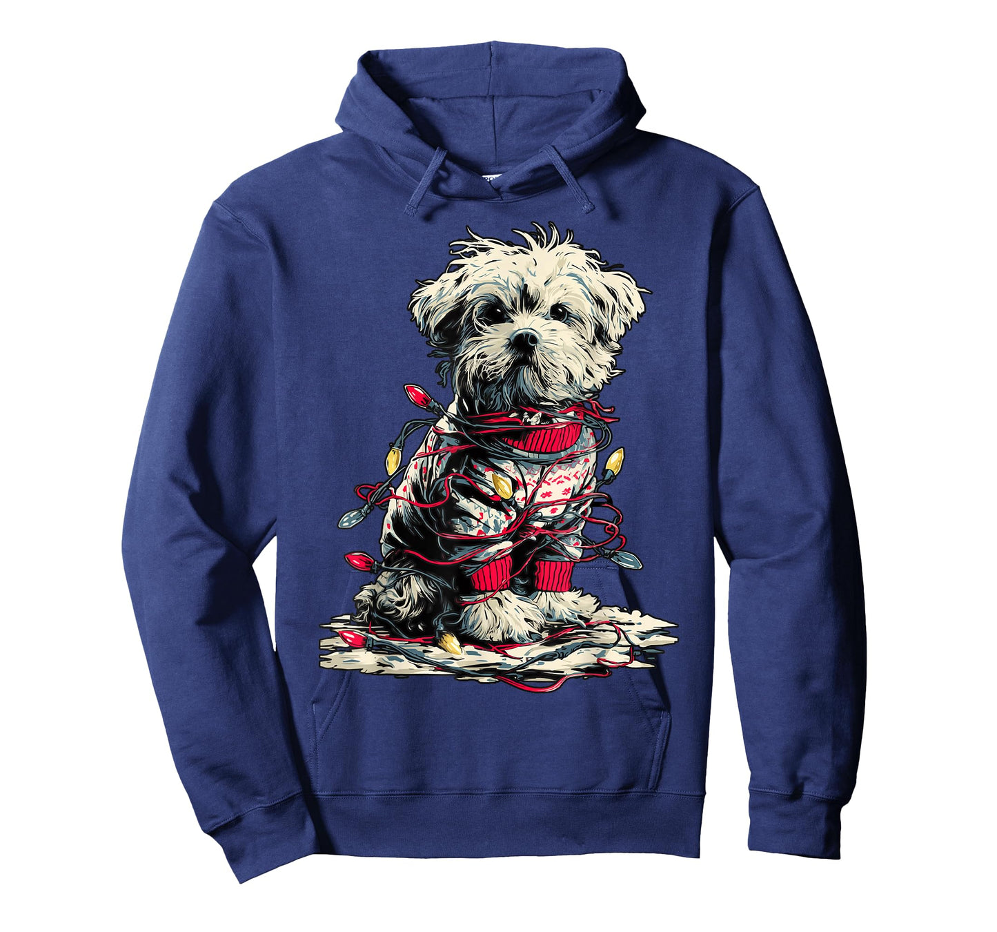 Cute Maltese with Christmas Lights Festive Animal Winter Dog T-Shirt