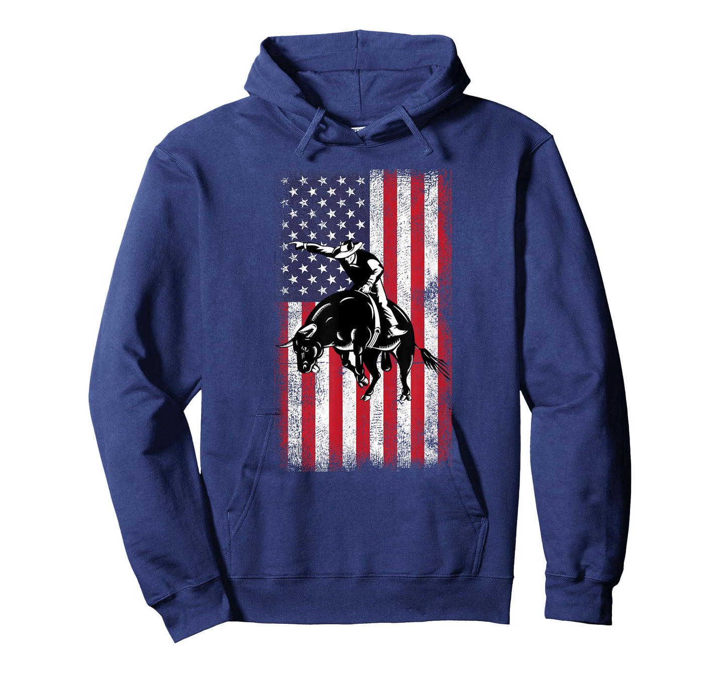 Rodeo Bull Rider Cowboys Patriotic American Flag Vintage T-Shirt