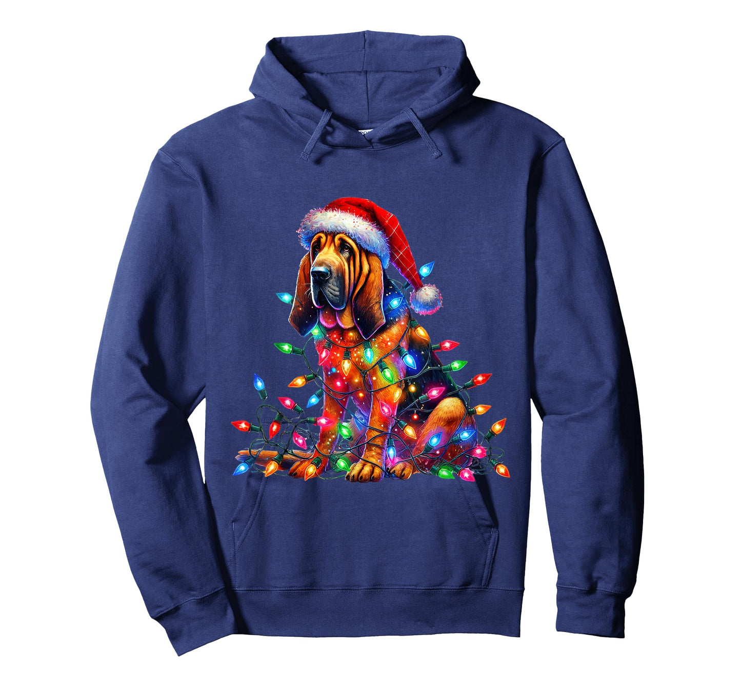 Bloodhound Christmas Lights Santa Hat Dog Lover T-Shirt for Men Women