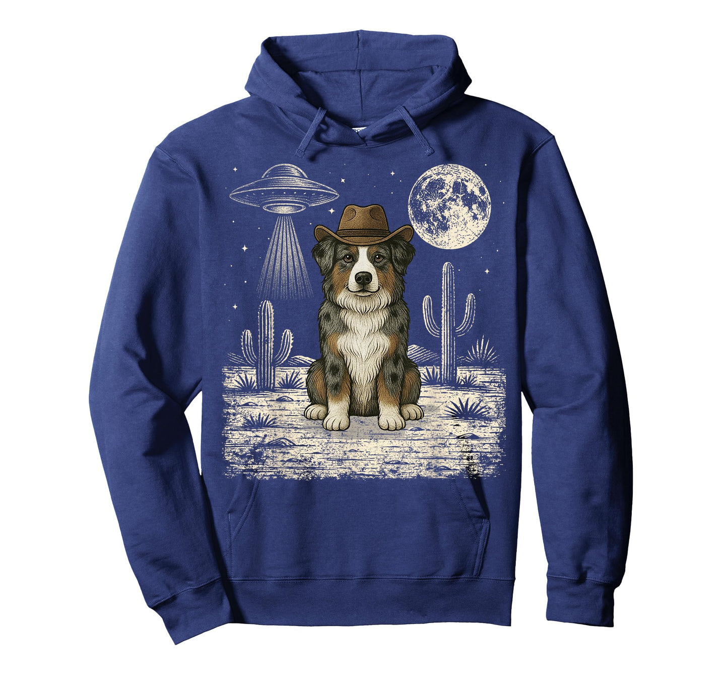 Funny Australian Shepherd Cowboy Western Dog UFO T-Shirt
