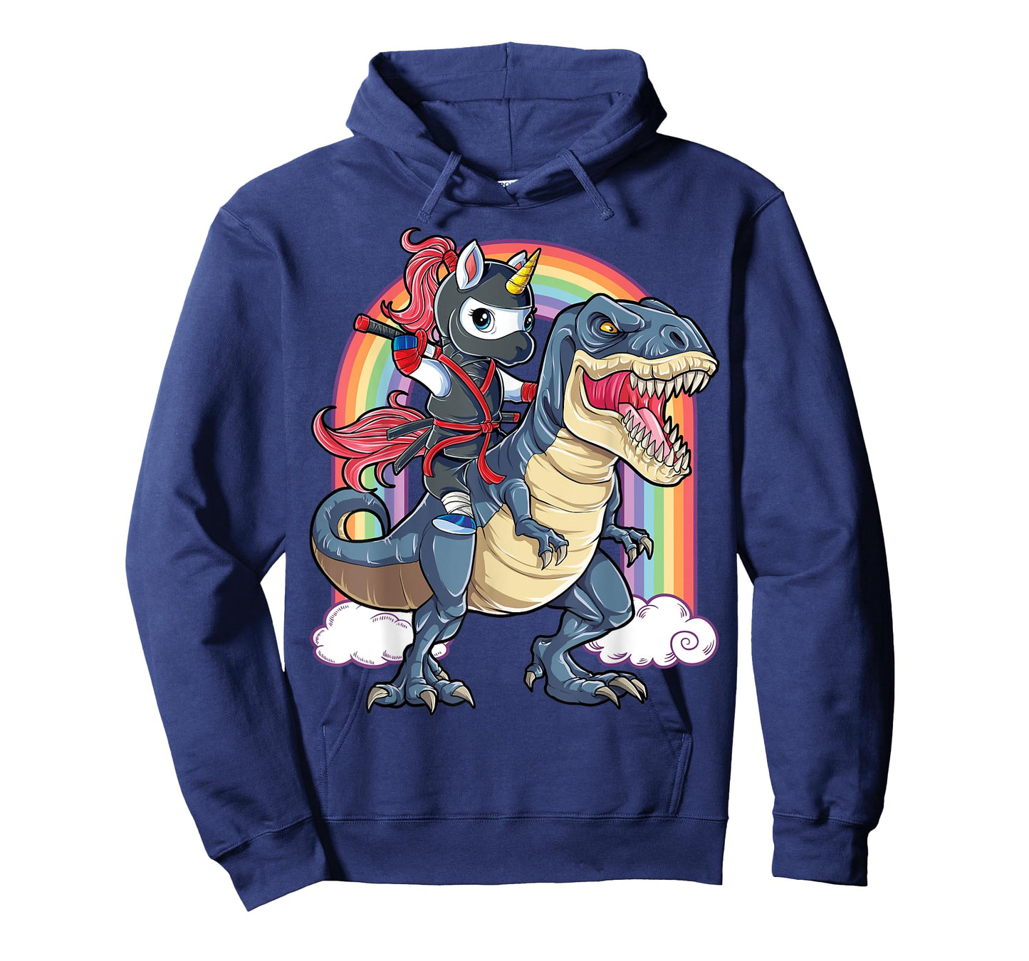 Ninja Unicorn Riding Dinosaur T rex Funny Men Women Rainbow T-Shirt