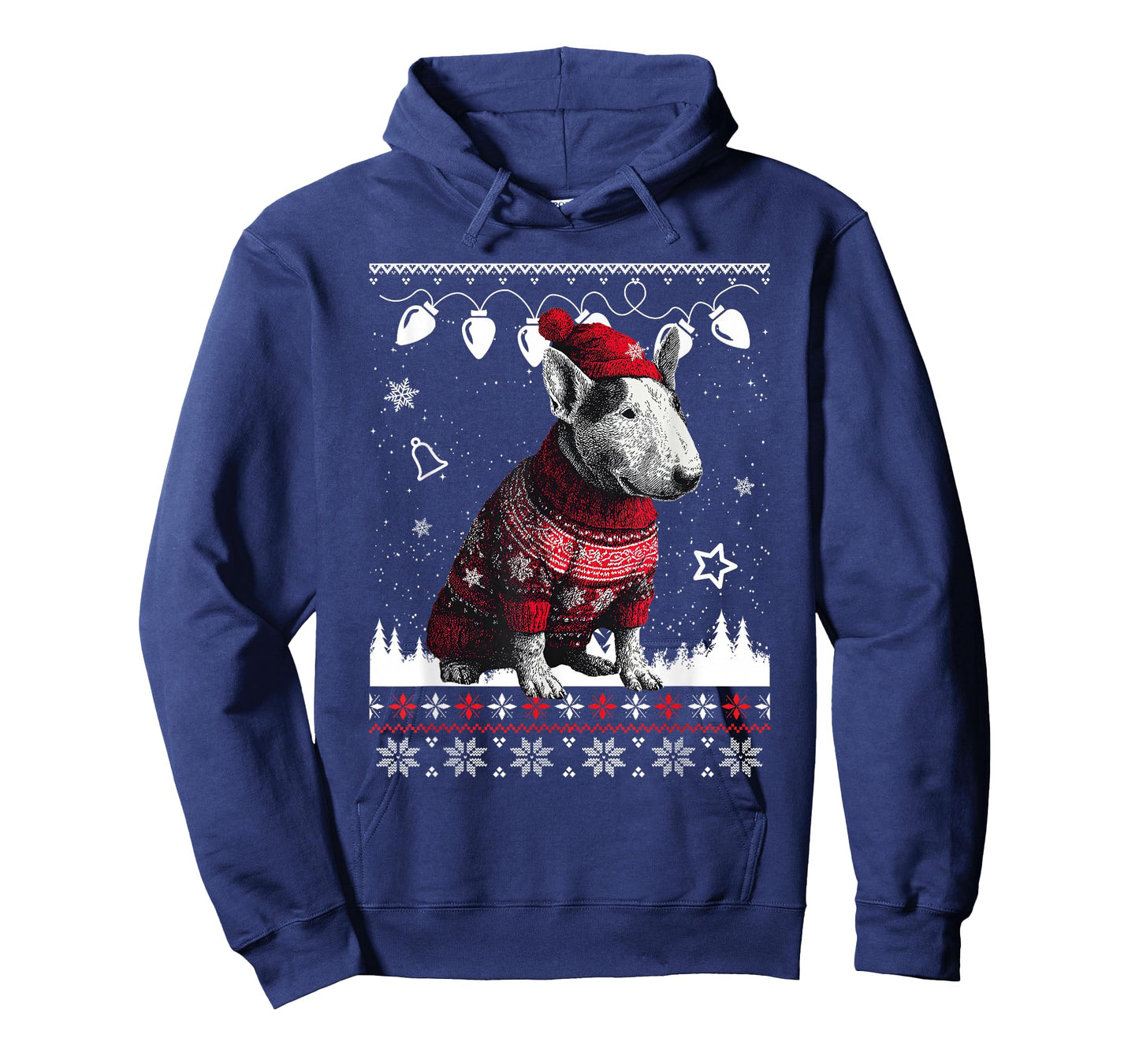 Cute Bull Terrier Christmas Wearing Sweater Funny Xmas Dog T-Shirt