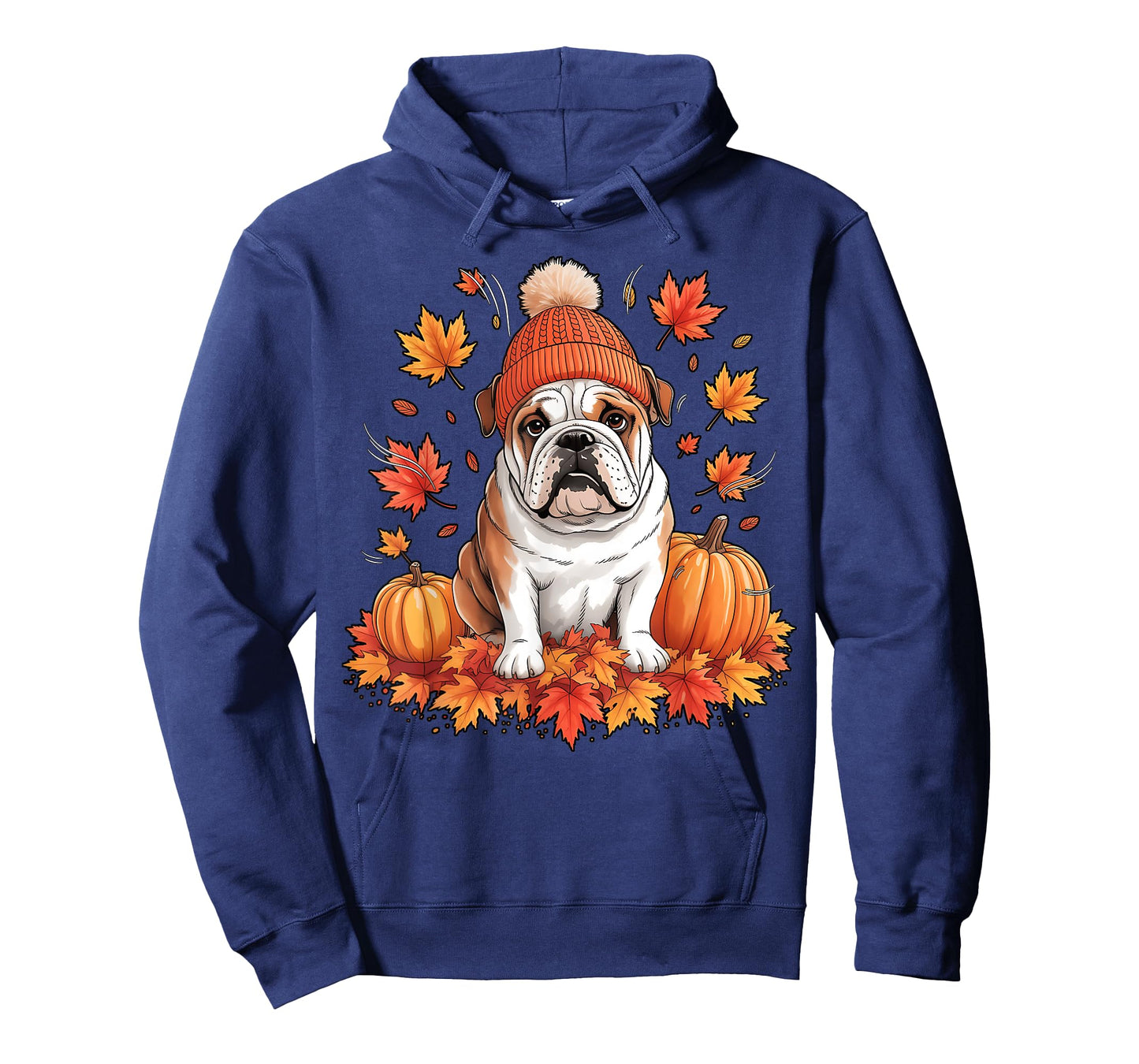 Funny English Bulldog Fall Scarf Autumn Leaves Dog Lovers T-Shirt