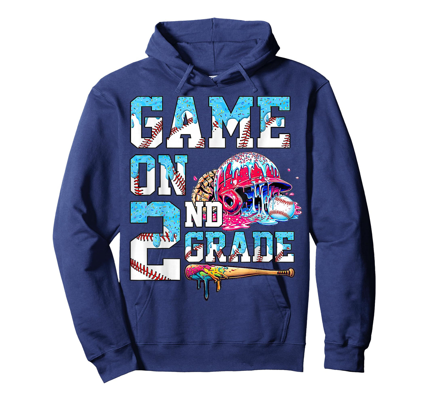 2nd Grade Back to School Baseball Drip Ice Cream Game On T-Shirt