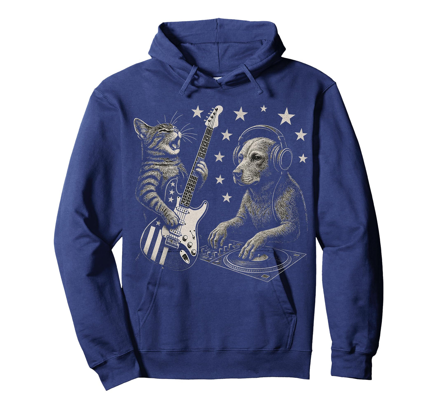 Cat Guitarist and Dog DJ Animal Music Lovers Design Graphic T-Shirt