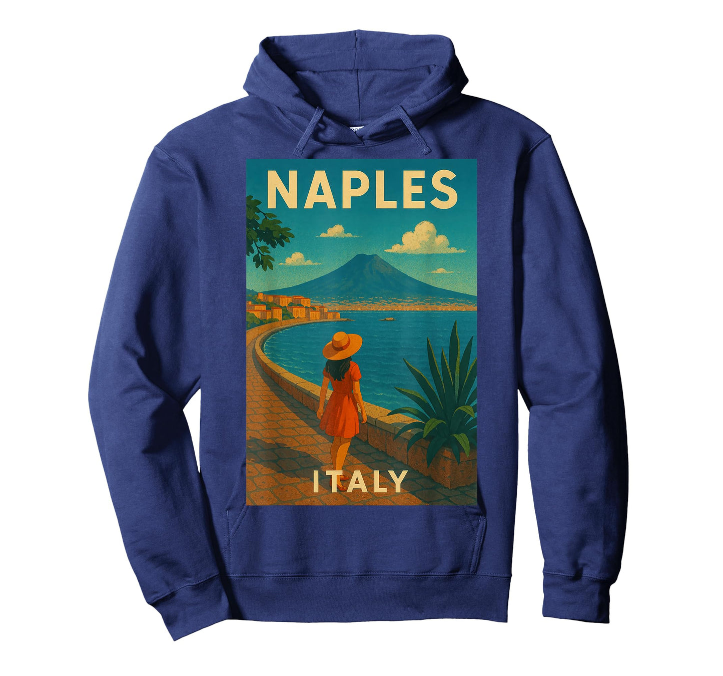 Naples Italy Vintage Travel Art Print with Vesuvius View T-Shirt