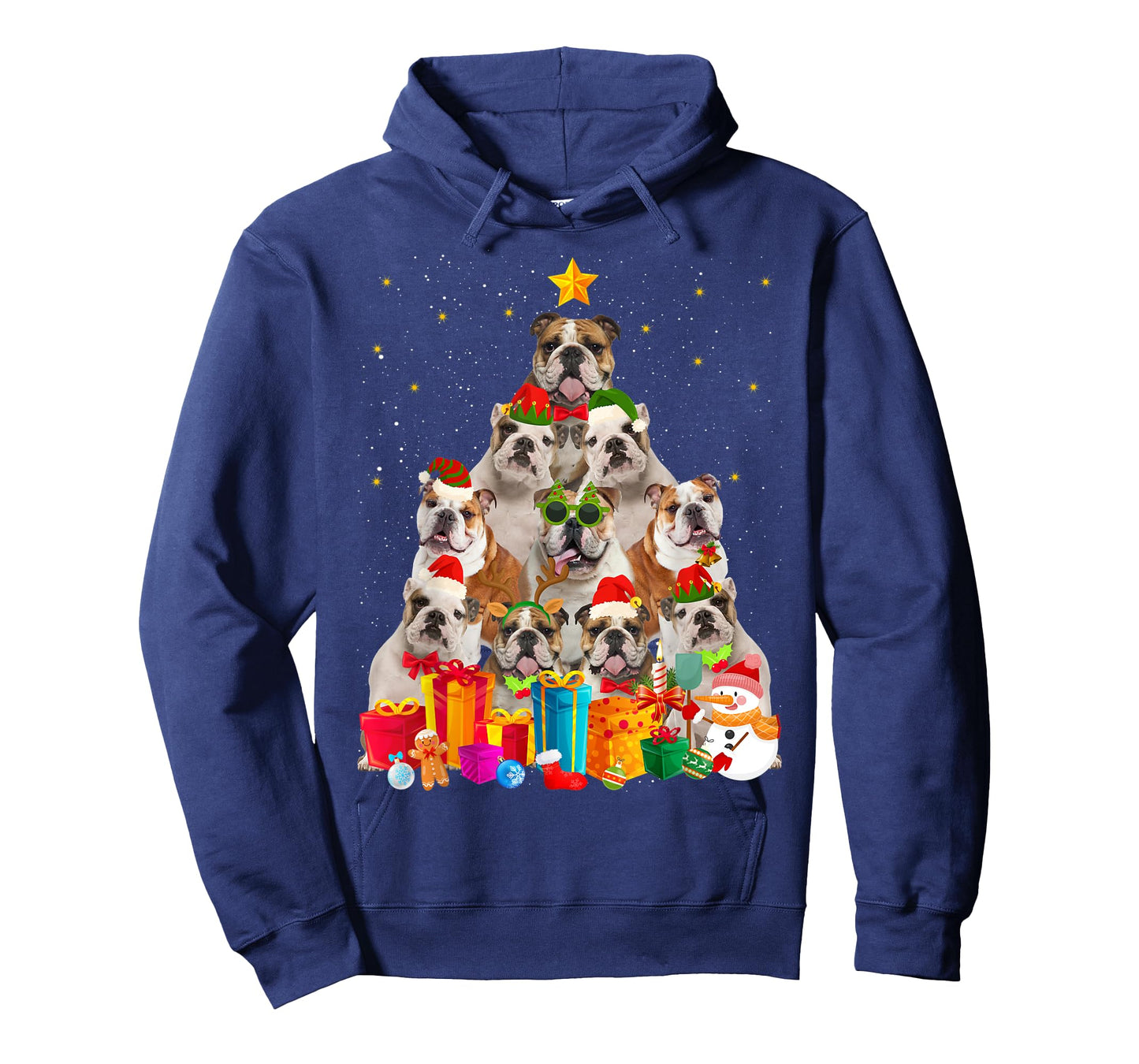 Christmas Funny English Bulldog Dog Tree Xmas Pet Dog Lover T-Shirt