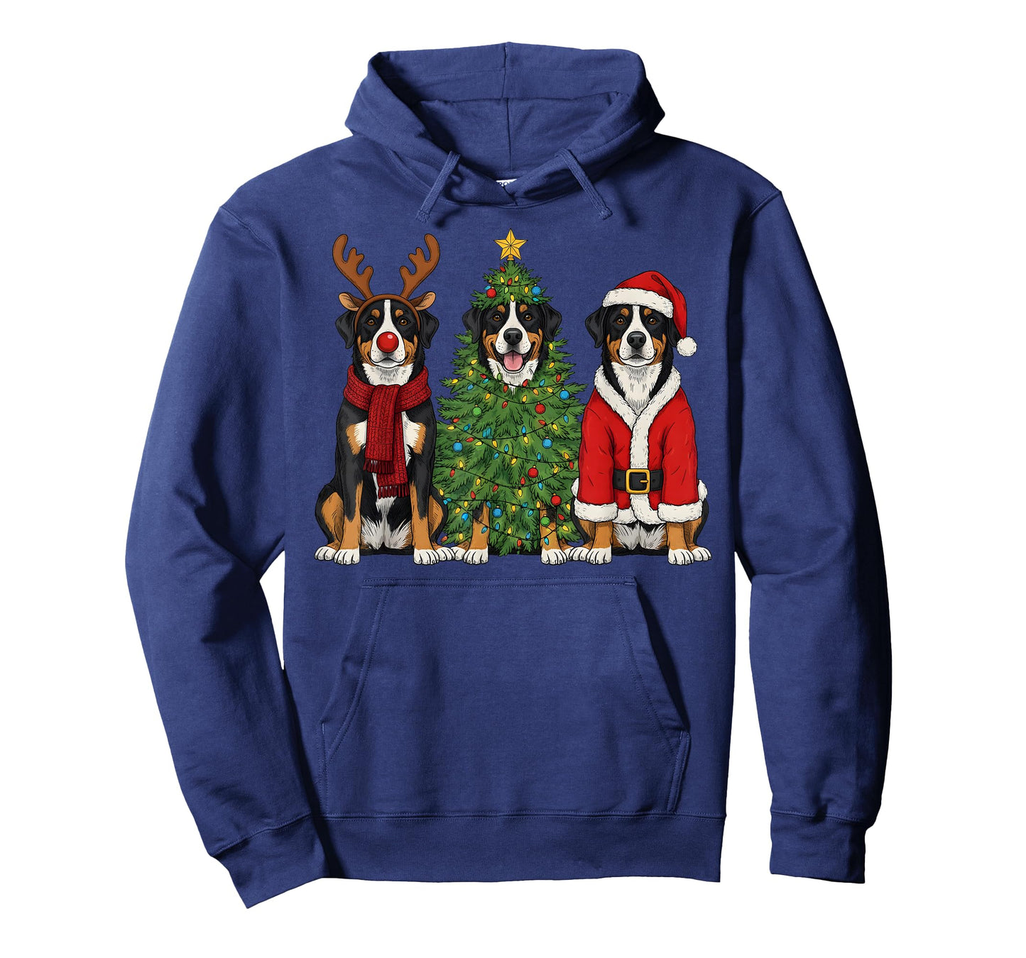 Retro Christmas Greater Swiss Mountain Dog Santa Reindeer T-Shirt