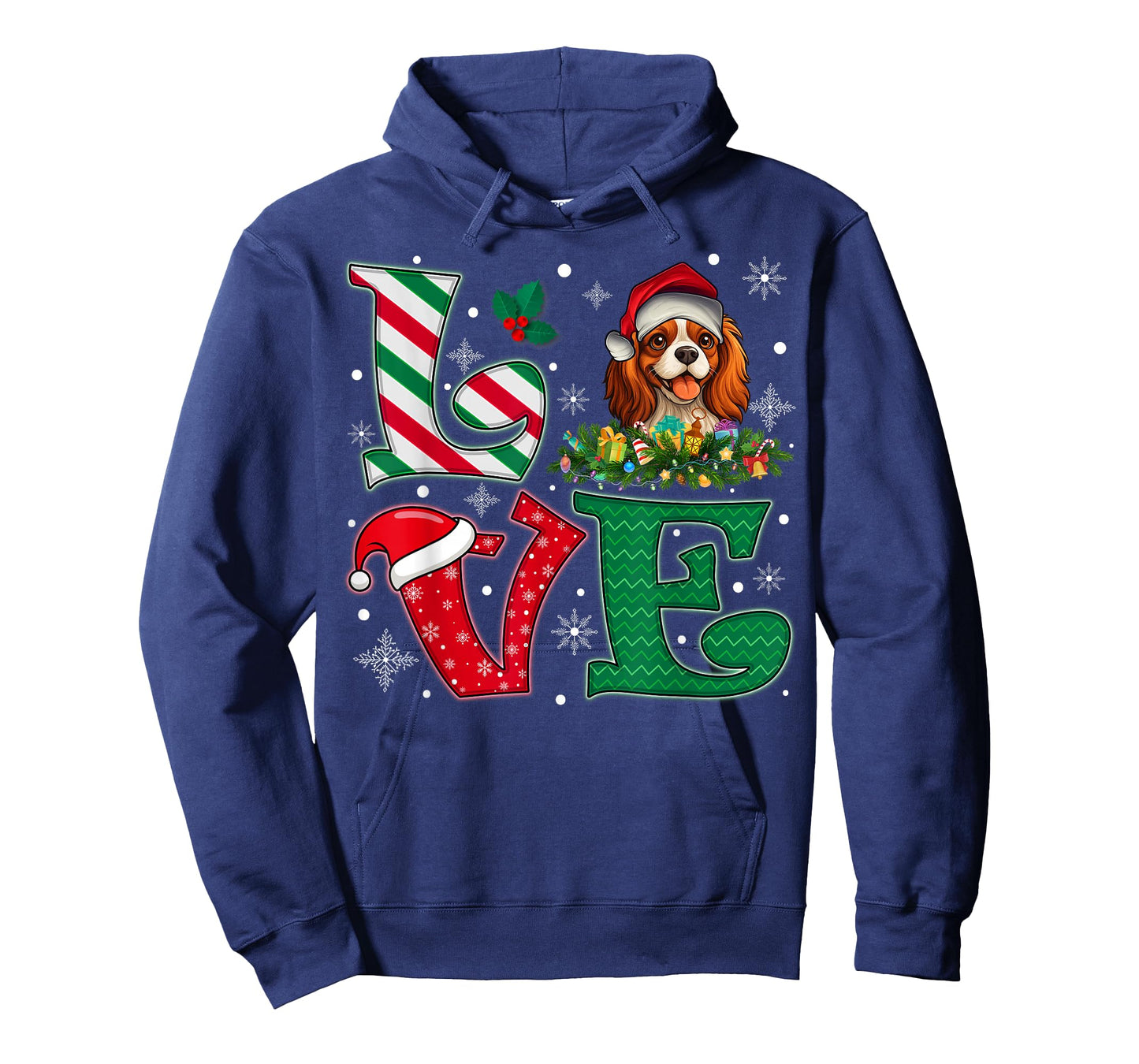 Santa Hat Love Cavalier King Charles Spaniel Dog Xmas Girls T-Shirt