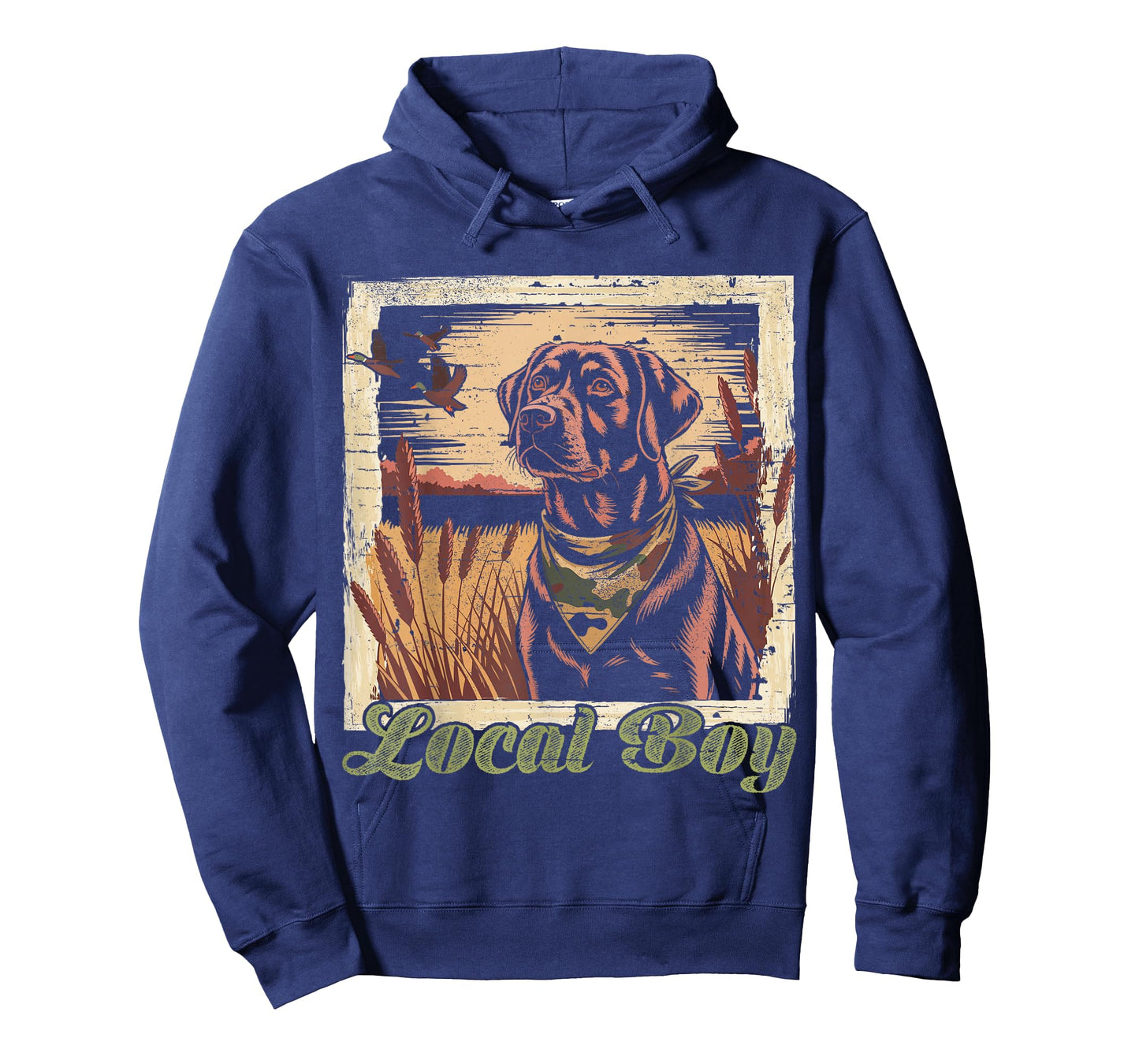 Black Lab Hunting Dog Marsh Scene Sunset Vintage T-Shirt