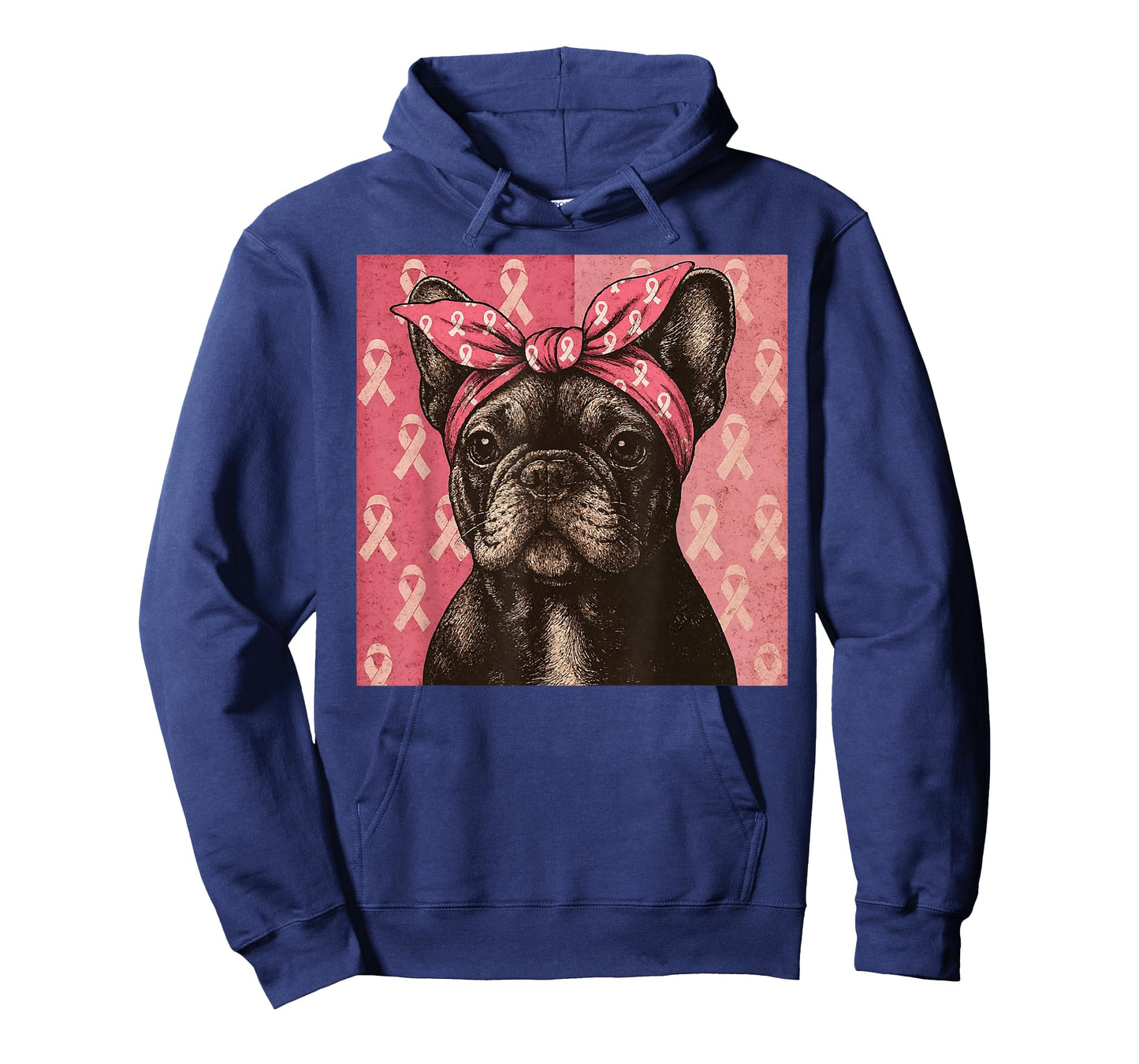 Pink Ribbon French Bulldog Breast Cancer Awareness T-Shirt