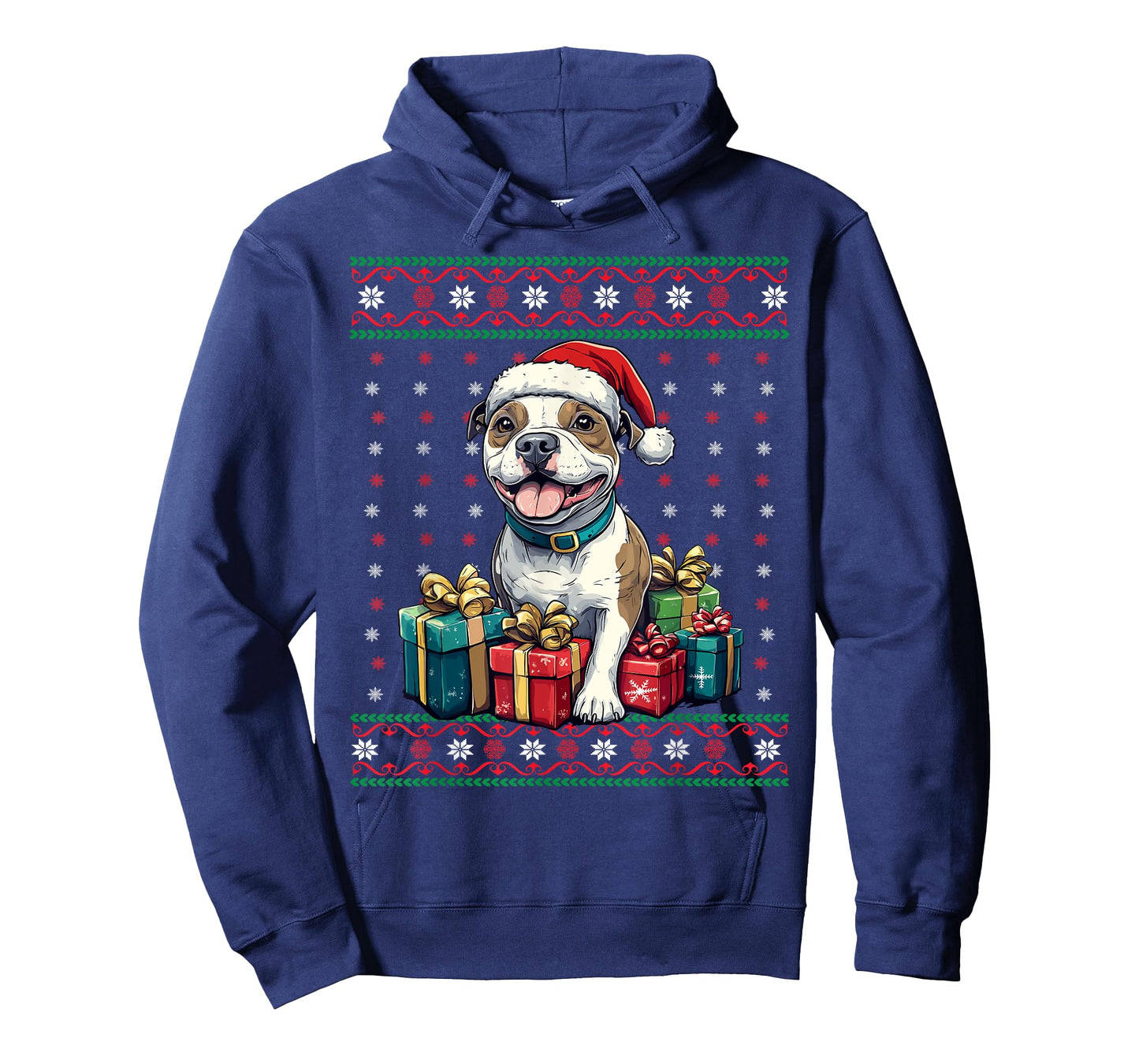 Amstaff Santa Hat Xmas American Staffordshire Ugly Christmas T-Shirt