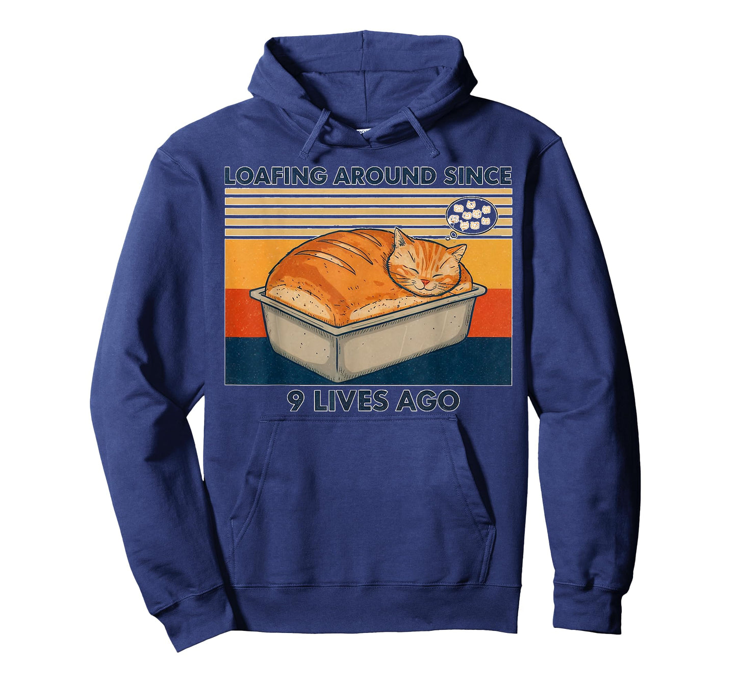 Loafing Around Cat Bread Pun Nine Lives Vintage Design T-Shirt