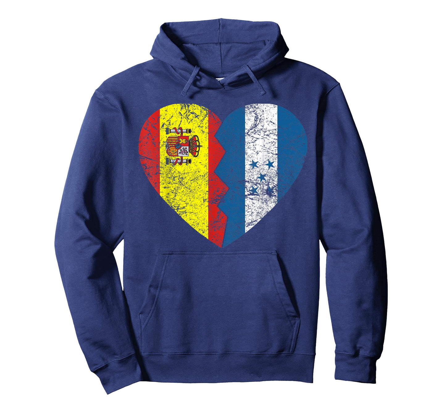 Spanish Honduran Flags Heart | Honduras Spain Roots Vintage T-Shirt