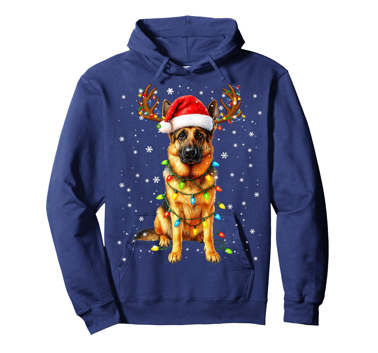 German Shepherd Christmas Tree Lights Pajama Dog Lover Xmas T-Shirt