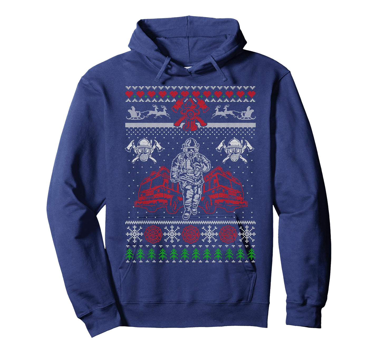 Firefighter Ugly Christmas Sweater Santa Xmas T-Shirt