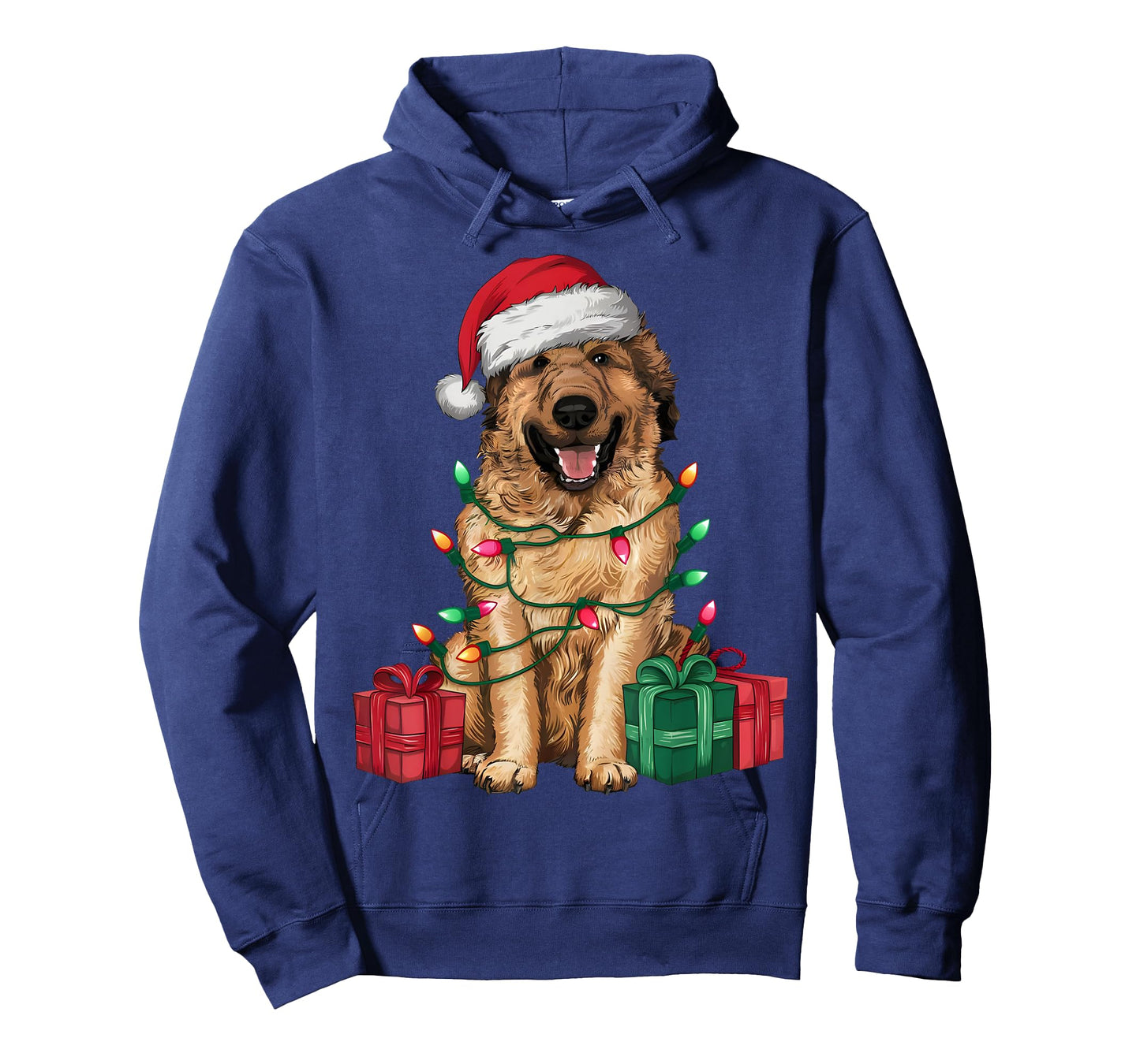 Xmas Lighting Santa Hat Anatolian Shepherd Dog Christmas T-Shirt for Men Women Kids