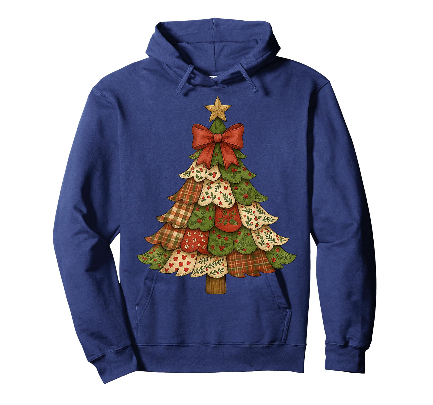 Vintage Patchwork Christmas Tree Retro Merry Christmas Bow T-Shirt