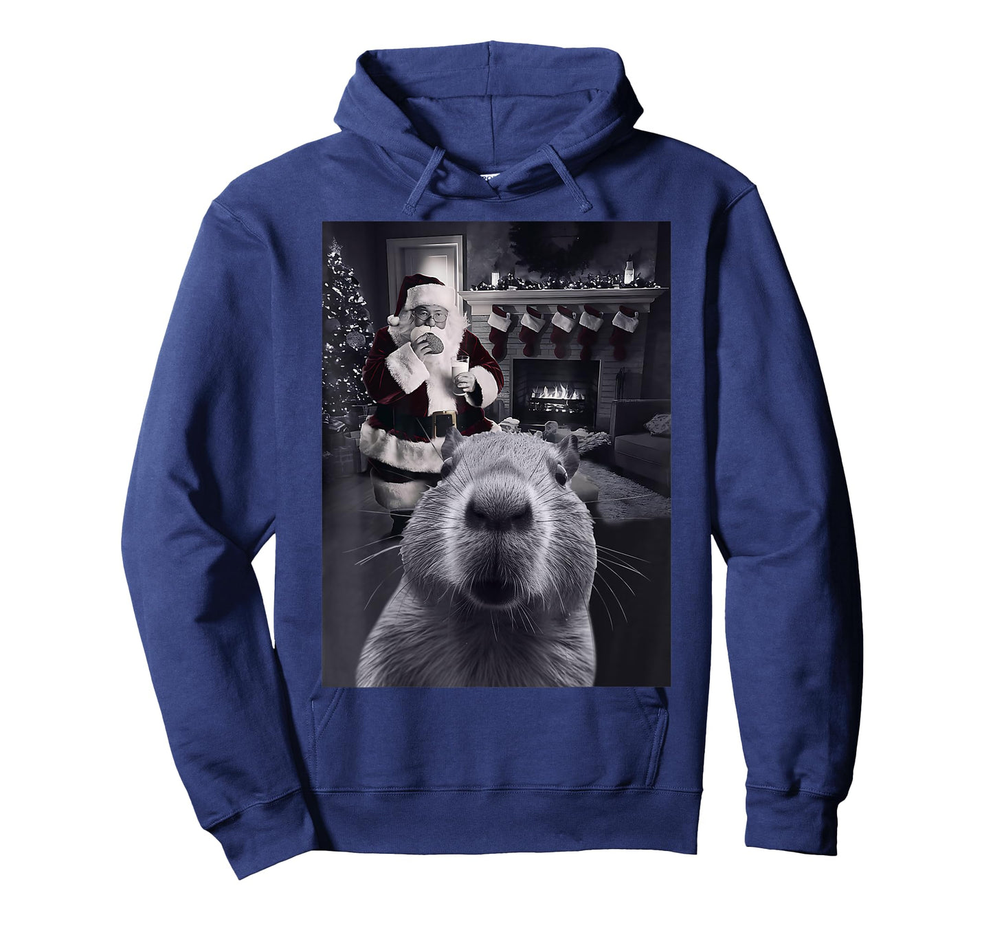 Funny Graphic Capybara Selfie with Santa Capy Xmas Rodent PJ T-Shirt