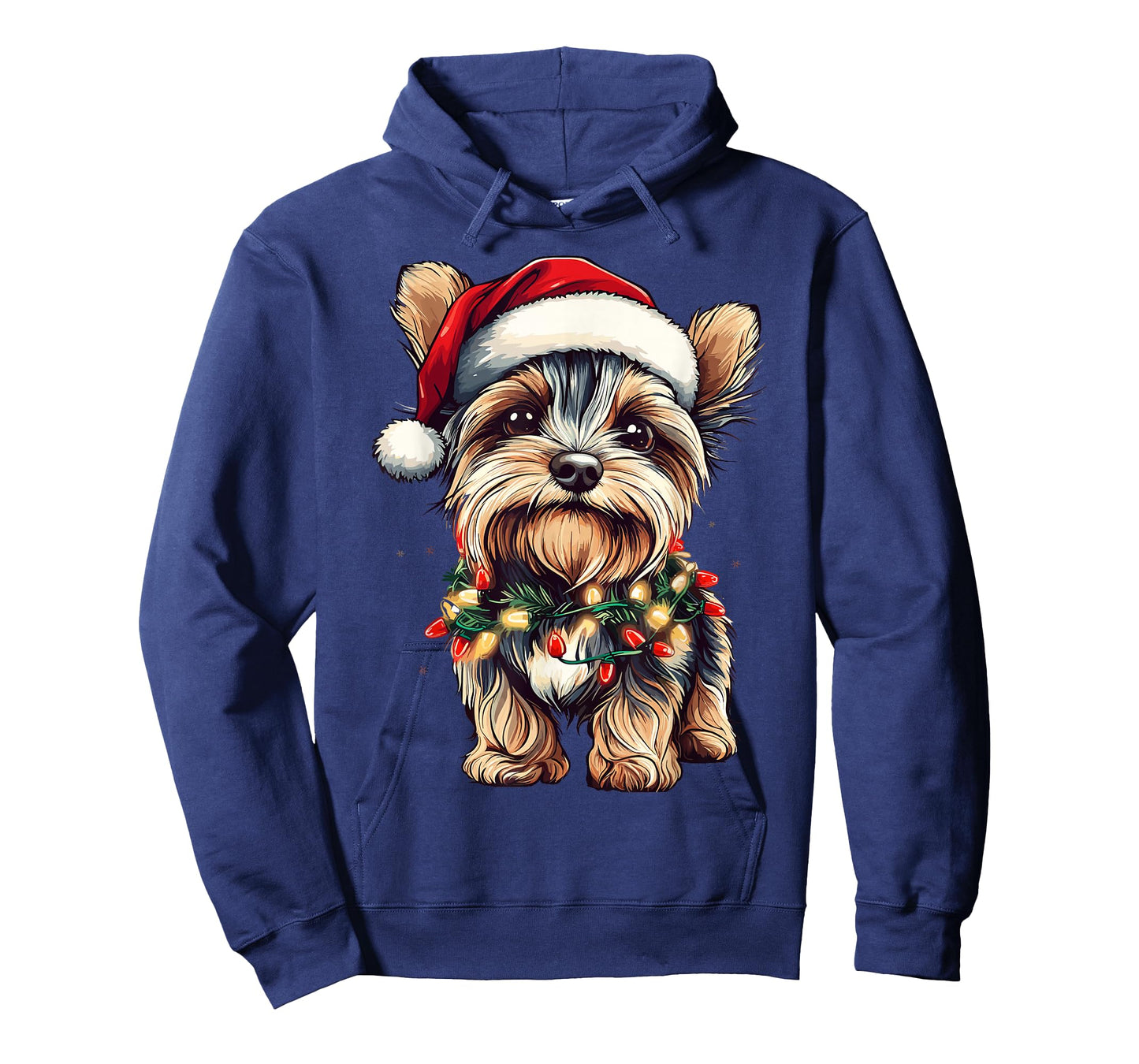 Yorkie Santa Christmas Tree Lights Xmas Yorkshire Terrier T-Shirt