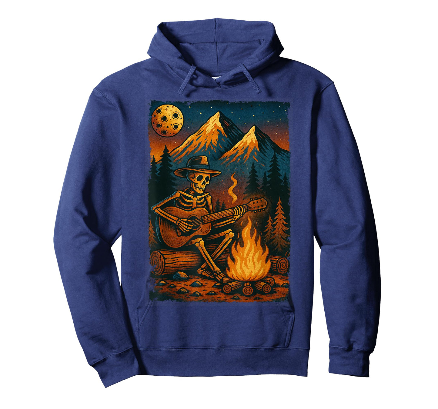 Camp Skeleton Country Music Campfire Skeleton Playing Guitar T-Shirt