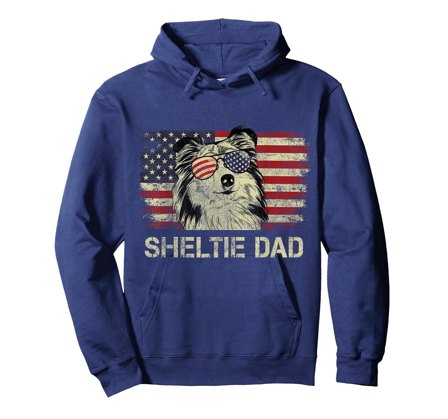 Sheltie Dad Dog Lovers American Flag 4th Of July T-Shirt for Women Men