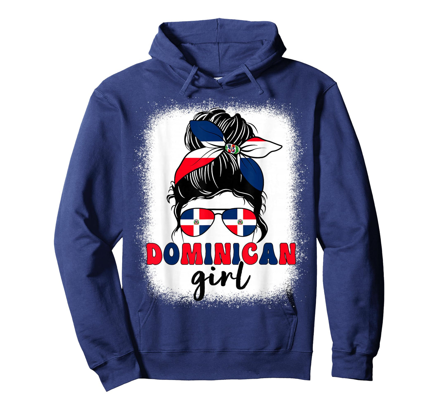 Dominican Girl Messy Bun Dominican Flag Patriotic Women Kids T-Shirt