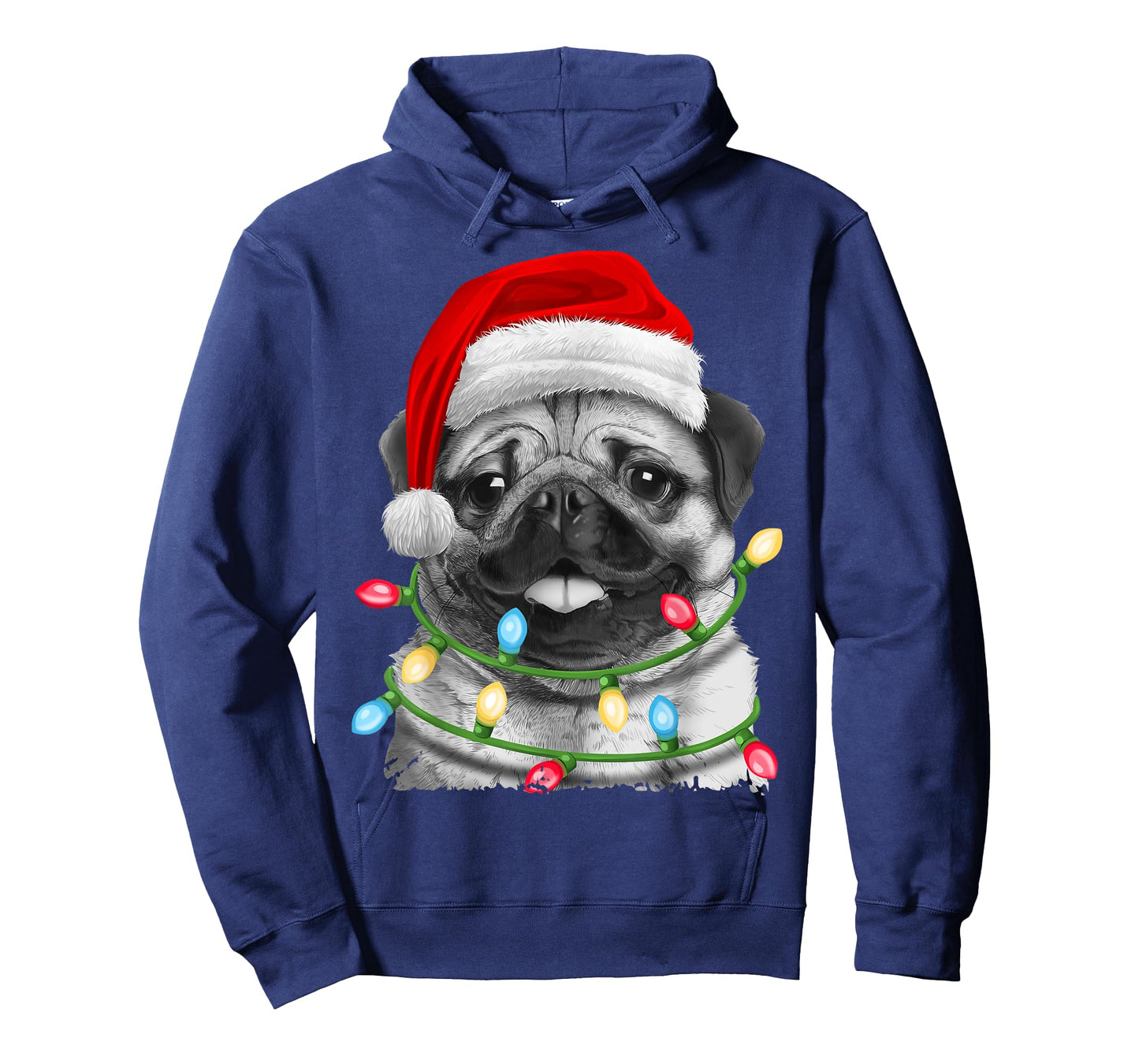 Pug Santa Christmas Tree Lights Xmas Boys Pugmas Dog Dogmas T-Shirt