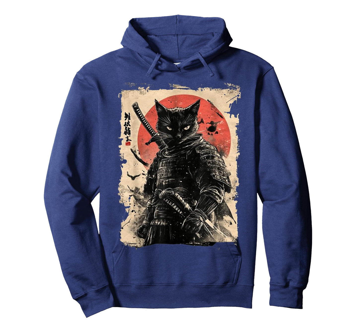 Vintage Japanese Art Anime Graphic Samurai cat Warrior T-Shirt