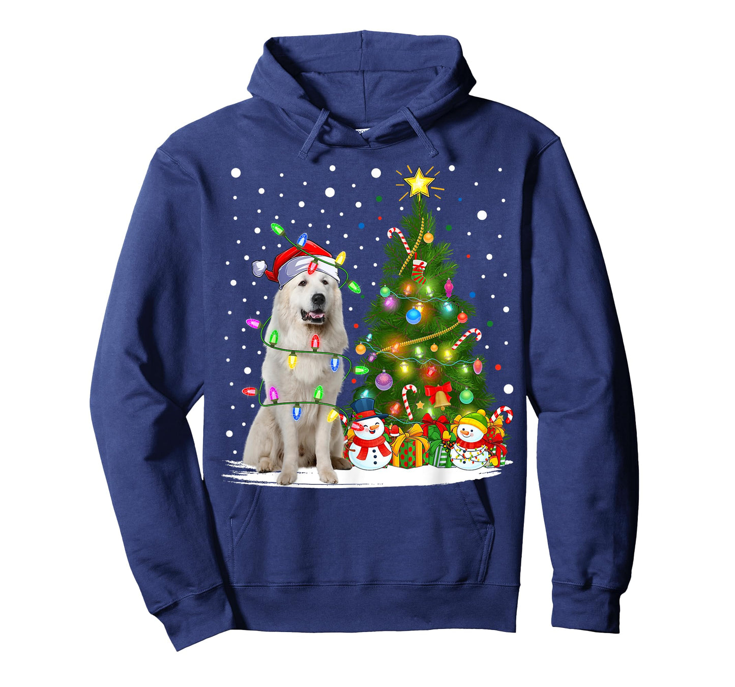 Lighting Xmas Tree Santa Great Pyrenees Dog Christmas T-Shirt